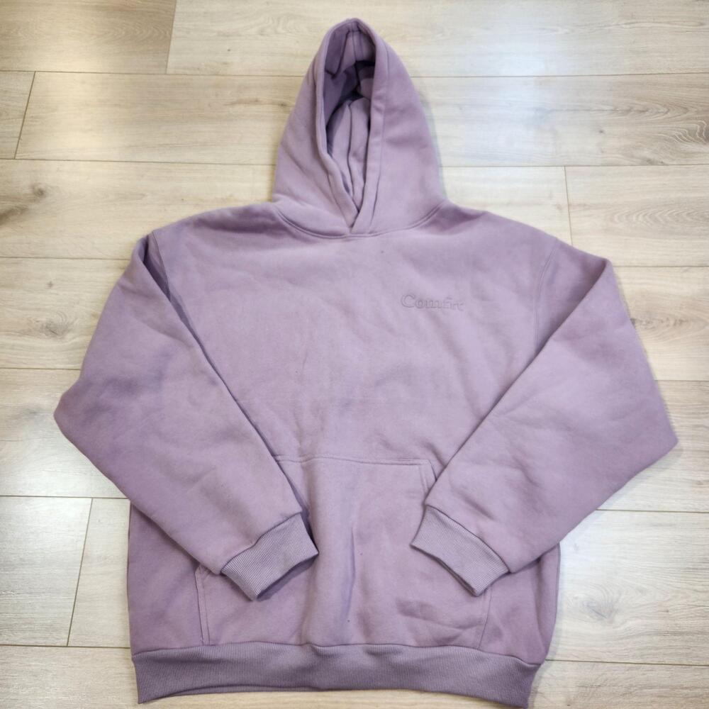 Comfrt Hoodie Womens Large Pastel Purple Heavyweight Fleece Pullover Sweatshirt